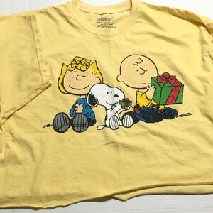 Charlie Brown Christmas Peanuts Cropped Shirt Yellow XL